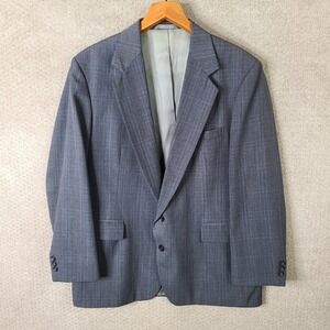 Vintage Haggar Imperial Jacket Men 46R Gray Multicolor Plaid Blazer 2 Button USA